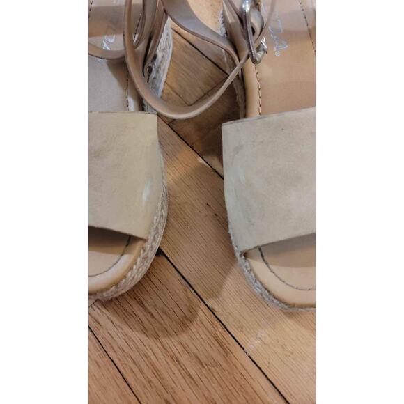 Espadrille Flatform Sandals Ankle Strap Faux Suede Beige Casual Shoes Girls 13 - Picture 6 of 6